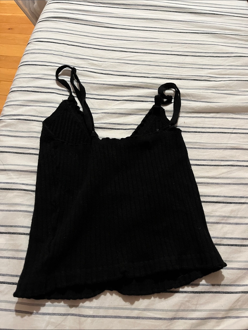t/o Black Ribbed Button-Front Cami - Picture 3 of 3